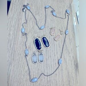 Kendra Scott Long Necklace and 3 pairs of earrings!